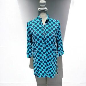 🌻 Lulu-B Blue Medallion Tunic Top Size Small
